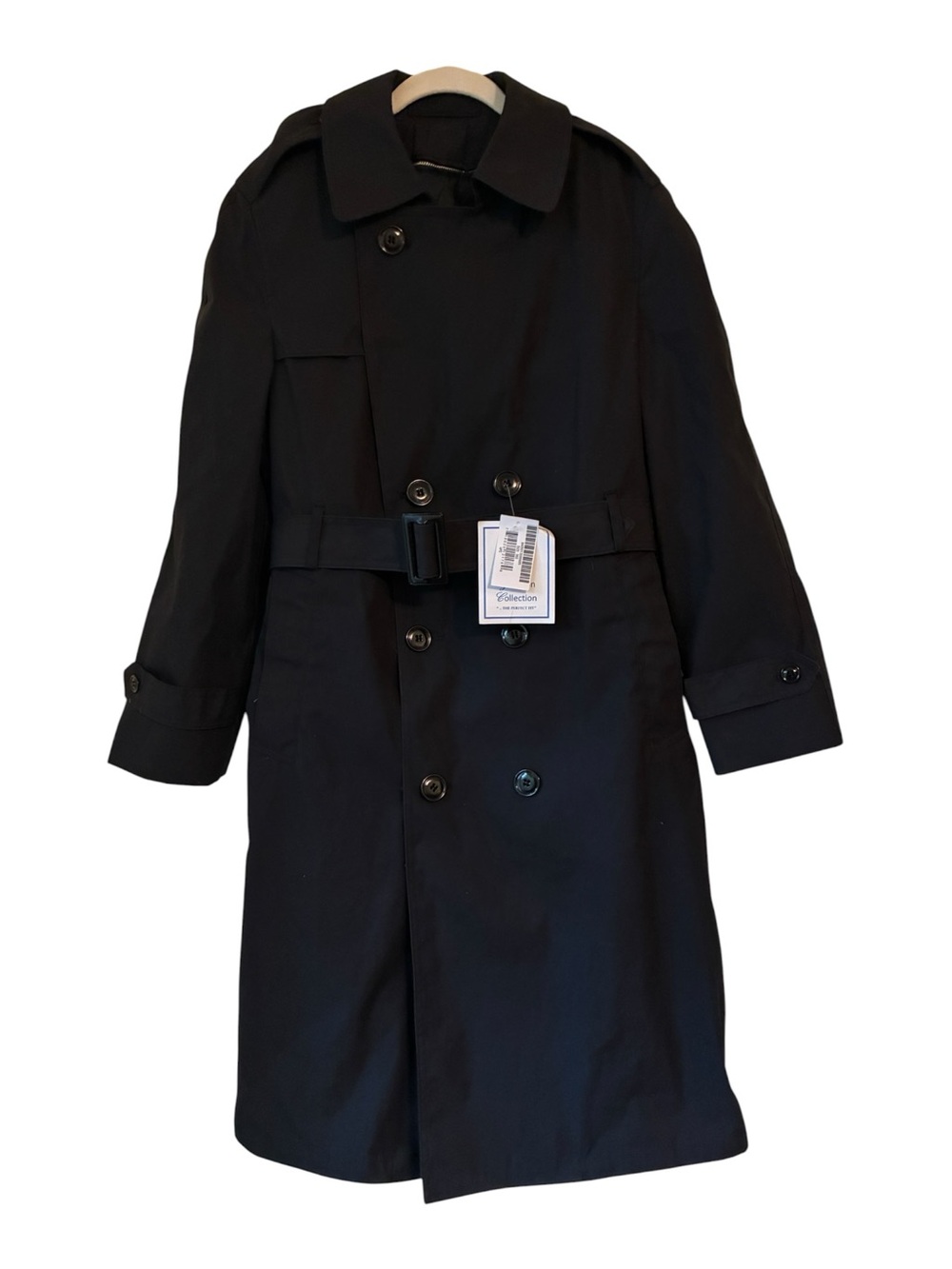 NWT Military All Weather Black Trench Coat Removable Zip Liner Men 36S DLA